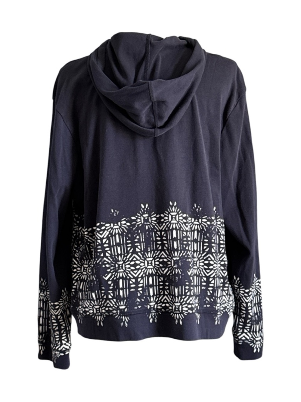 Chico’s Zenergy Navy Zip-Front Hoodie with White Pattern - Picture 2 of 11